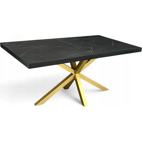 Esstisch Schwarz Marmor 80x160 cm, Gold Metall Spider-Beine – Fest (1/5)