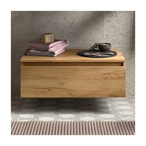 Cassettiera bagno 80 cm sospesa in rovere africa con chiusura soft close - Sumo