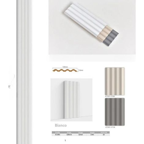 TRADE SHOP - Pannello Decorativo 3d Da Parete Bianco 12x120x290 Cm Effetto Ondulato In Ps -