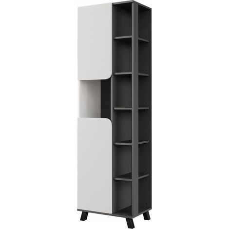 Mobile alto Karen, Antracite/bianco, 50 x 175 cm con 2 porte, Vicco