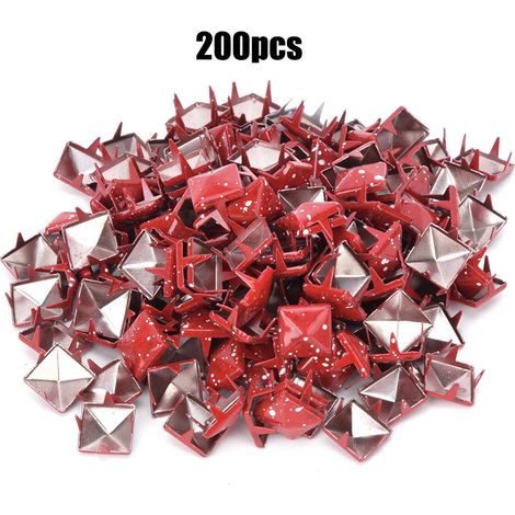 200 Pièces Rivets Carrés Métal 9mm Fond Rouge Point Blanc Accessoires DIY Chaussures Sacs Chapeaux Déco Tendance (1/5)