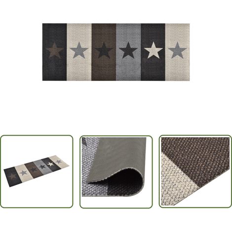 The Living Store Tapis de sol de cuisine lavable Étoile 60x180 cm - Tapis De Sol - Tapis De Cuisine - Paillasson - Tapis Entrée - Tapis Décoratif (1/5)