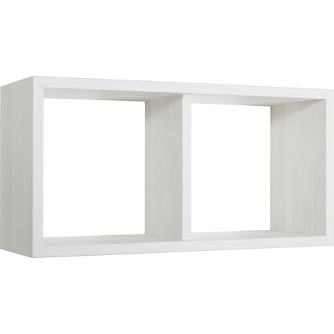 Mensola Rettangolare 2 Scomparti da Parete 70x30x23,7 cm in Fibra di Legno Morgana Maxi Rovere Sbiancato (1/5)