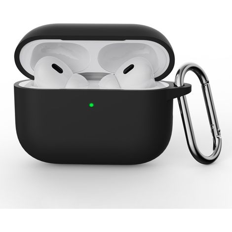 Funda de silicona para AirPods Pro 3 con mosquetón, color negro. (1/3)