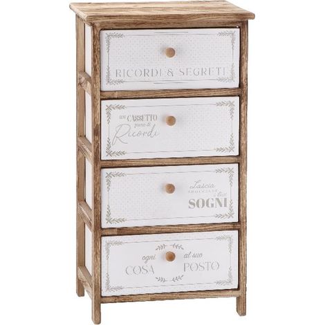 Mobile Cassettiera in Legno con 4 Cassetti 29 x 40 x 73 cm (1/2)