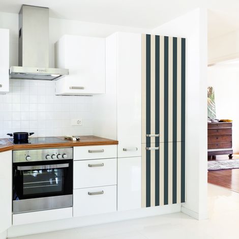 Sticker réfrigérateur et lave vaisselle, rayure noire et beige, tendance rayure , 180 cm X 59,5 cm (1/5)
