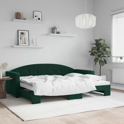 Tagesbett Ausziehbar Dunkelgrün 80x200 cm Samt (1/5)