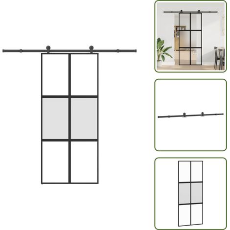 vidaXL Porte coulissante kit de quincaillerie trempé verre aluminium (1/5)