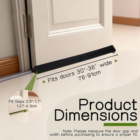 Draught Excluder Cold Insulation Double Seal for Door - Glueless - Door Bottom Insulation Noise Dustproof Stop Cold Air Anti Mice Insect Black 76-91cm (1/3)