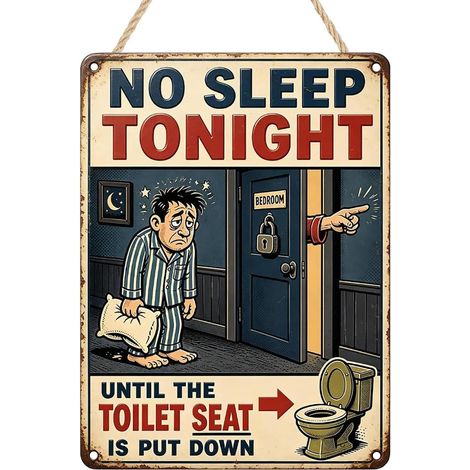 Panneau d'avertissement 2D hilarant en métal pour siège de toilette (1/5)