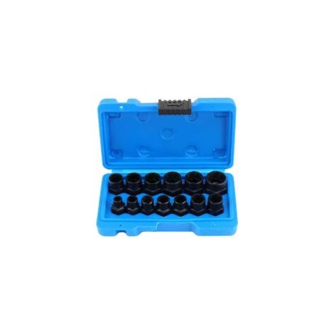 Set di 13 bussole elicoidali, estrattore per bulloni danneggiati da 9,5 mm, set di bussole per la rimozione di dadi antifurto per ruote - Crezuo