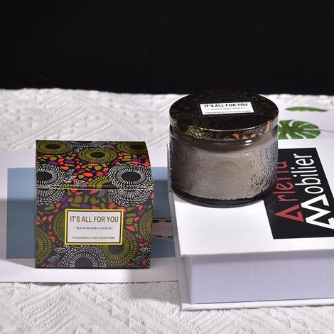 Contenant À Bougie En Verre Relief - 4 oz - Couvercle En Fer Blanc - Étiquettes Incluses - Pour Fabrication Maison Ou Décoration Intérieure - Lot De 2 (1/5)