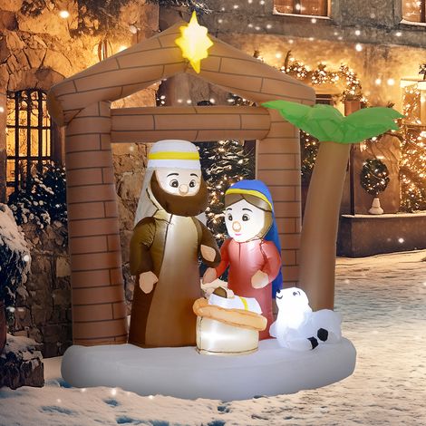 Decoración Inflable Navideña con Luces LED e Inflador Hinchable Navidad para Exterior 150x90x185 cm Multicolor (1/5)