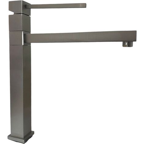 Rubinetto Cucina Miscelatore Monocomando Lavello Canna Dritta Girevole in Ottone Egeo Finitura Inox (1/3)