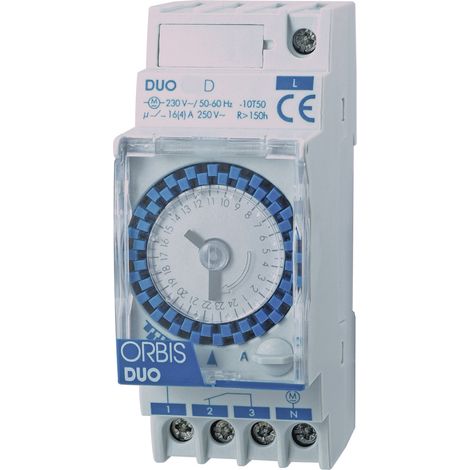 ORBIS Zeitschalttechnik DUO D 230 V Hutschienen-Zeitschaltuhr analog 230 V/AC