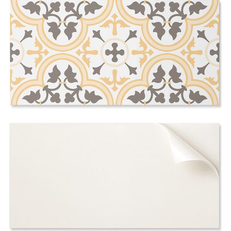 Azulejos decorativos autoadhesivos para pared de sal贸n con estampado de plantas sobre fondo de 10x40x20 cm.