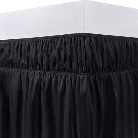 Cache-sommier élastique en microfibre avec volants et dentelle – pour lit double ou queen size, ceintures réglables, look décoratif élégant (1/5)