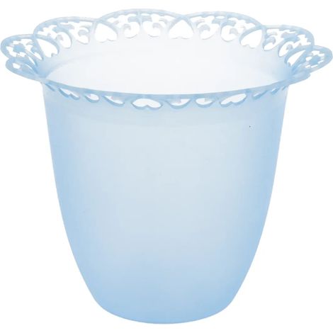 Farol de vela, tapa de goteo con encaje azul.