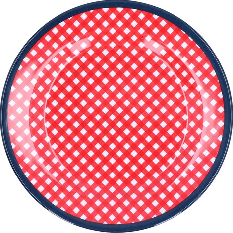 Assiette à Gâteau Rouge à Carreaux Réutilisable 9 Pouces - Vaisselle Légère pour Desserts et Fruits