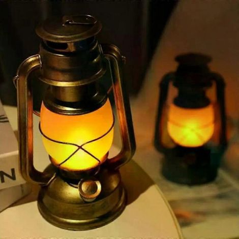 Lanternes suspendues de camping rétro vintage à piles LED flamme lumière chaude pour randonnée en pleine nature, pêche, tente, équ (1/4)