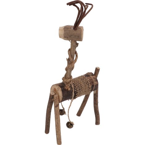 Figurines de cerfs en bois faites à la main pour les couples, petits garçons cerfs, cadeaux de fêtes, objets artisanaux créatifs en bois, décorations de bureau et vitrines. (1/5)