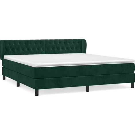 Maison Exclusive - Giroletto a Molle con Materasso Verde Scuro 160x200 cm Velluto (1/5)