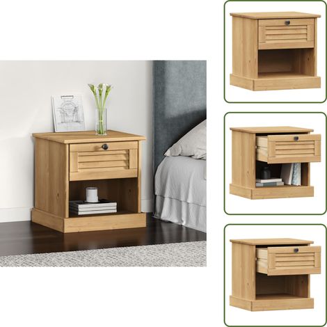 Cajón - vidaXL Mesita de noche VIGO madera maciza de pino 42x35x42 cm - Almacenamiento