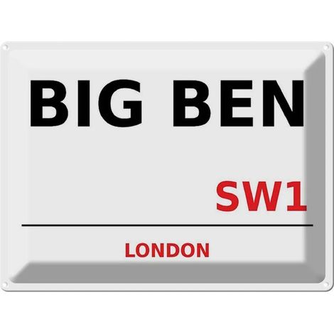 Plaque en métal 30x40 cm London Street Big Ben SW1 (1/4)