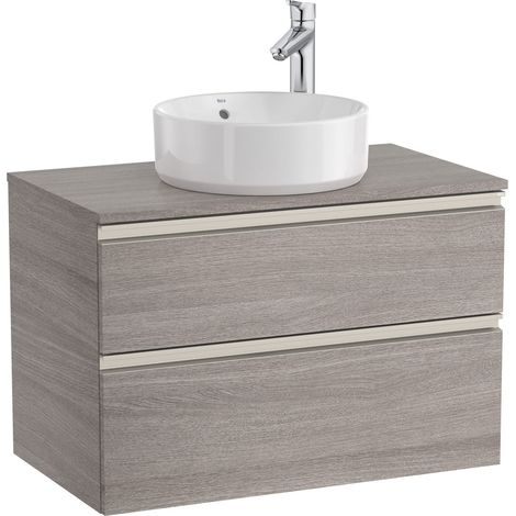 Mueble base de 2 cajones para lavabo de sobre encimera central THE GAP - ROCA Color: Roble City texturizado - Medidas: 805x460x537 mm