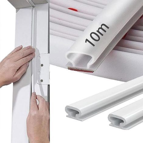 Joint Porte Fenetre Isolation Froid et Phonique,Type D Caoutchouc Joint de Porte, TPE Autocollante en porte Bande D'étanchéité, pour isolation phonique porte, Joint Etancheite Entree (blanc, 10m) (1/4)