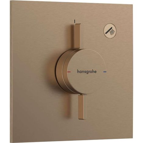 Mitigeur de douche encastré, Robinet douche carré 1 sortie, Mitigeur monocommande pour iBox universal 2, Bronze brossé, 75617140 (1/2)