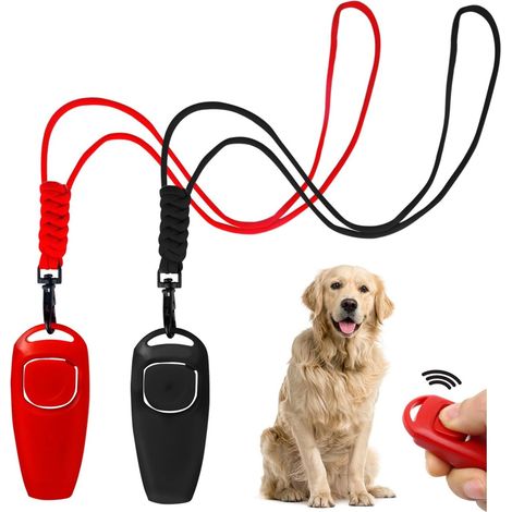 2 Pack Chien Formation Set combiné avec ultrasons de sifflet de Bouche et Click Sound Rappel obéissance Formation et Lanyard pour Un contrôle Efficace des aboiements (1/5)