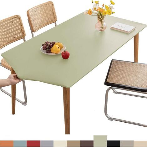 Nappe rectangulaire ajustée en vinyle et polyester Imperméable et résistant à l'huile Bords élastiques 120x60 cm pour intérieur et extérieur (1/5)