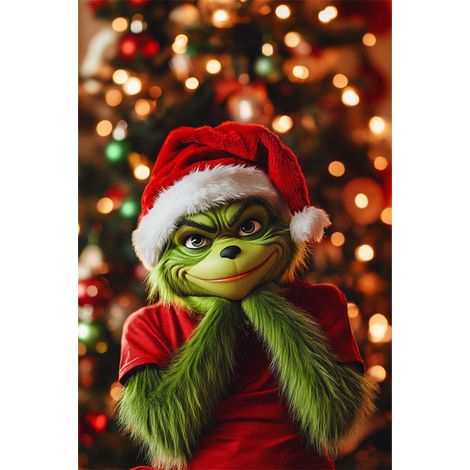 Rideau/drapeau de porte de Noël 2026, fond photo intérieur/extérieur avec motif monstre vert - 90 x 180 cm - LMGBJB-6