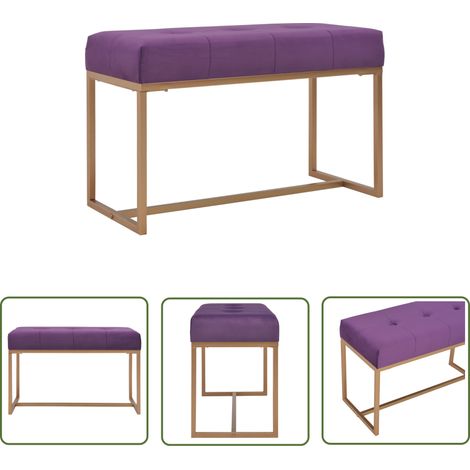 The Living Store Banc 80 cm Violet Velours - Banc Velours - Banc D'entrée - Meuble D'intérieur - Décoration Salon - Chaise Assise (1/5)