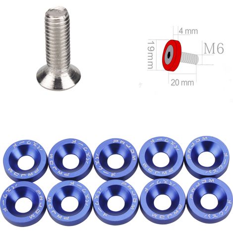 JDM Car Modification Parts M6 Washer Screws, Battery Guard Washers, Mudguards, License Plate Frame Screws, Decorative Screws - Blue (1/4)