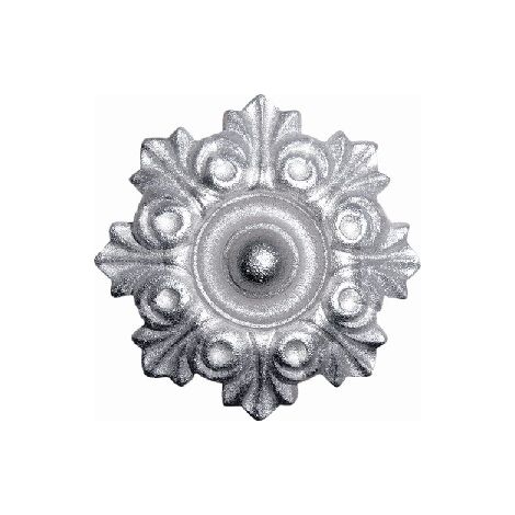 Rosace avec détail floral en fonte zinguée - Diamètre 100mm - À visser avec taraudage M5 (4,2mm) - DECO FER FORGE