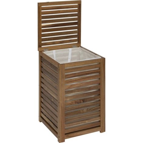 Panier à linge 65L bois acacia (1/5)