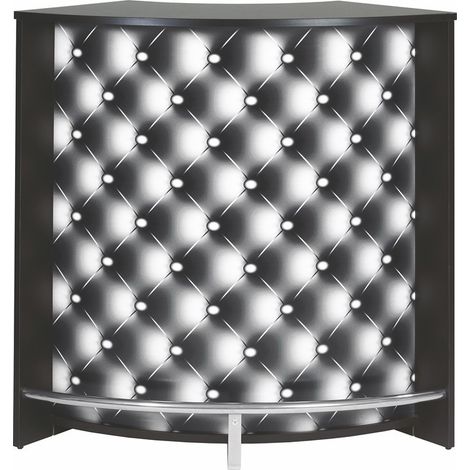 M&S – Meuble bar noir 3 niches avec repose-pieds en métal – Dimensions 106,9 x 104,8 x 53,3 cm – Éco-conçu et fabriqué en France (1/4)