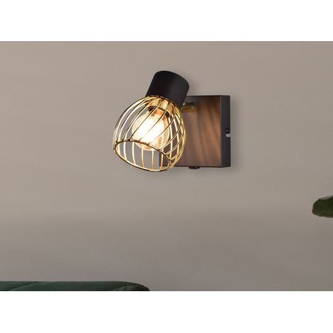 LED Wandstrahler mit Gitter Lampenschirm in Gold, Breite 9cm (1/5)