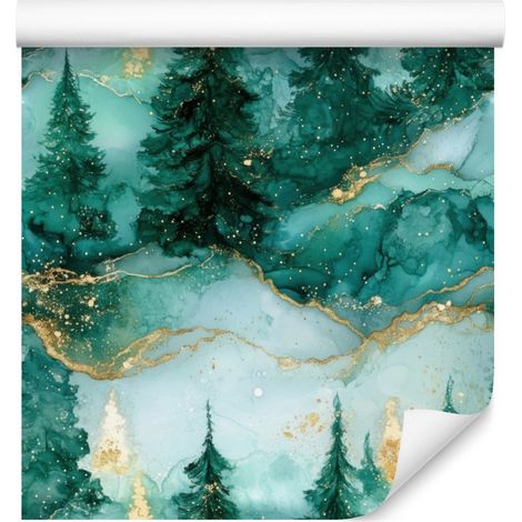Papier peint Sea Ink, Turquoise et Céladon pour salon et chambre 50x1000 cm (1/5)