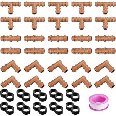 Raccord d'Irrigation 16mm pour Tubes, Tés, Couplages, Coudes et Bouchons d'Extrémité Connecteurs Barbelés pour Systèmes d'Arrosage Goutte-à-Goutte (1/4)