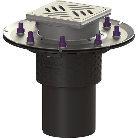 Siphon de sol Ecoguss Pressfl. DN 100, vertical, grille design