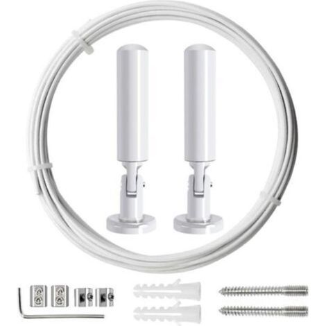 5m Tringle à rideaux Kit, Cable en Acier pour Rideau, pour Rideau, corde à linge de balcon,Blanc (1/4)