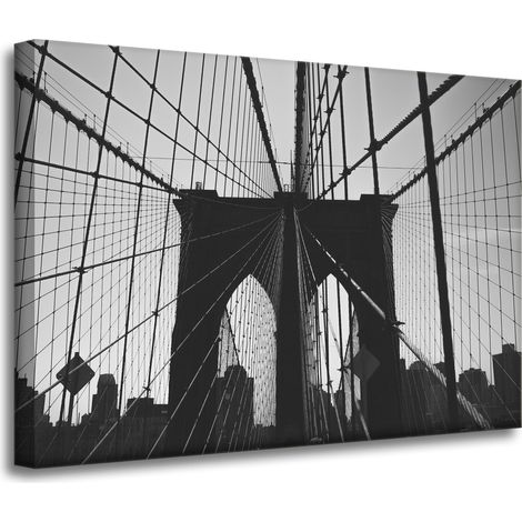 Leinwanddruck Architektur Brooklyn Bridge 70x50 Schwarzweiß USA