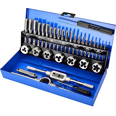 32-Piece Alloy Steel Tap and Die Set - Metric Thread Cutting Tools - Threading Kit with Storage Case (1/5)