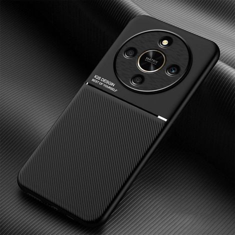 Coque pour Honor Magic 8 Lite 5G/Magic8 Lite, Grâce Exquis Mode Texture Doux Étui, Premium Très Mince Antichoc Antidérapante TPU + PU Bumper Silicone Housse. Noir (1/5)