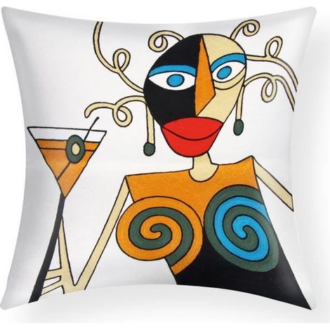 Housses de Coussin - AVIZAR - Lot de 2 - 45x45 cm - Multicolore - Brodées Art Mirae (1/5)