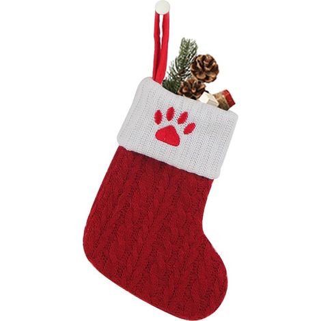 8 calcetines navideños de punto con huellas de perro, adorno de chimenea en miniatura de 20 cm