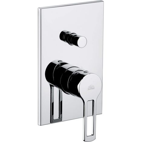 Monomando ducha empotrado con desviador placa acero Paffoni Ringo RIN015CR/M  Cromo - RINGO - 2 salidas - acero inoxidable